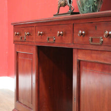 Load image into Gallery viewer, x SOLD Antique Australian Twin Pedestal Hall Table, Desk, Sofa Table with Leather Top B11154