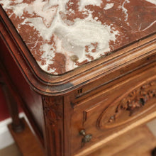 Load image into Gallery viewer, x SOLD Antique Bedside Cabinet, French Walnut and Marble Top Bedside, Lamp Hall Table B10831