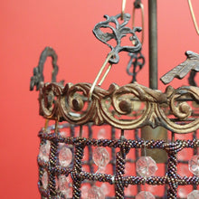 Load image into Gallery viewer, x SOLD Vintage French Basket Chandelier, Brass, Glass and Beads, Ceiling Light Shade. B10380