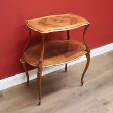 Load image into Gallery viewer, x SOLD Antique French Walnut Two-Tier Serving Table with Brass Handle, Lamp Side Table B11242