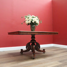 Load image into Gallery viewer, x SOLD Antique English Victorian Mahogany Supper Dining Table on Single Pedestal Tri Leg Base B10713