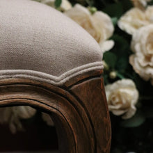 Load image into Gallery viewer, x SOLD Pair of Vintage French Oak and Cane Hall Chairs or Bedroom Chairs. Linen Fabric. B11267