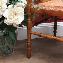 Load image into Gallery viewer, x SOLD Antique French Corner Chair Oak and Rush Seat Music Chair Bedroom Chair Armchair B10749