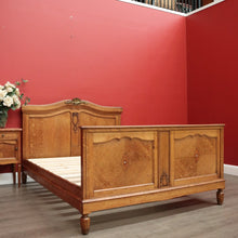 Load image into Gallery viewer, x SOLD Double Bed, Antique French Oak and Gilt Brass Bed, Tunbridge Ware, Slats incl. B10466