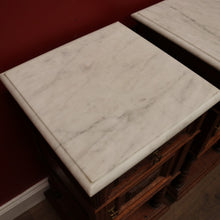 Load image into Gallery viewer, x SOLD Antique French Bedside Tables, Oak and Marble Lamp Table, Lamp Bedside Cabinets B11130
