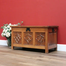 Load image into Gallery viewer, x SOLD Antique Vintage French Trunk, Church Theme Chest or Blanket Box, Toy Show Box B10631
