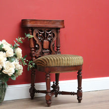 Load image into Gallery viewer, x SOLD Antique French Oak Carved Back Prayer hallway Chair, Kneeler,Church Prie Dieu B10693