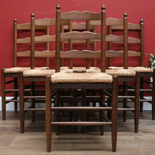 Load image into Gallery viewer, x SOLD Set of Six Antique French Dining Chairs, or Six Kitchen Chairs with Rush Seats B10945