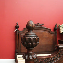 Load image into Gallery viewer, x SOLD Antique French Bed, French Oak Double Bed with Headboard, Foot Side Rails Slats B10455