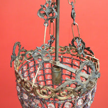Load image into Gallery viewer, x SOLD Vintage French Basket Chandelier, Brass, Glass and Beads, Ceiling Light Shade. B10380