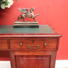 Load image into Gallery viewer, x SOLD Antique Australian Twin Pedestal Hall Table, Desk, Sofa Table with Leather Top B11154