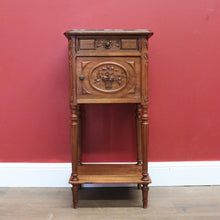Load image into Gallery viewer, x SOLD Antique Bedside Cabinet, French Walnut and Marble Top Bedside, Lamp Hall Table B10831