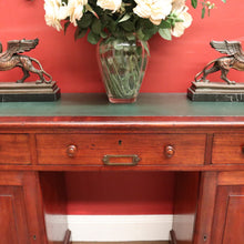 Load image into Gallery viewer, x SOLD Antique Australian Twin Pedestal Hall Table, Desk, Sofa Table with Leather Top B11154