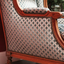 Load image into Gallery viewer, x SOLD Pair of French Wing Back Armchairs and Foot Stool, High Back Lounge Chairs Stool B10514