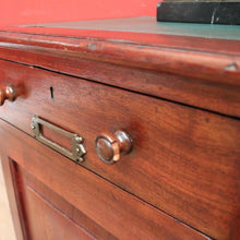 Load image into Gallery viewer, x SOLD Antique Australian Twin Pedestal Hall Table, Desk, Sofa Table with Leather Top B11154