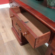 Load image into Gallery viewer, x SOLD Antique Australian Twin Pedestal Hall Table, Desk, Sofa Table with Leather Top B11154