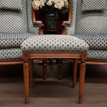 Load image into Gallery viewer, x SOLD Pair of French Wing Back Armchairs and Foot Stool, High Back Lounge Chairs Stool B10514