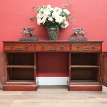 Load image into Gallery viewer, x SOLD Antique Australian Twin Pedestal Hall Table, Desk, Sofa Table with Leather Top B11154
