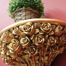 Load image into Gallery viewer, x SOLD Pair of Gilt French Wall Hanging Scones, Floral Roses Bouquet Gilt Gold Wall Brackets B10975