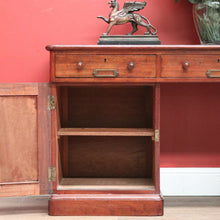 Load image into Gallery viewer, x SOLD Antique Australian Twin Pedestal Hall Table, Desk, Sofa Table with Leather Top B11154