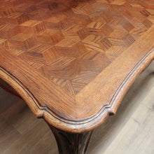 Load image into Gallery viewer, x SOLD Antique French Dining Table, Diamond Parquetry Kitchen Table, 2 Extension Leaves B10634