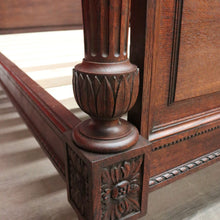 Load image into Gallery viewer, x SOLD Antique French Bed, French Oak Double Bed with Headboard, Foot Side Rails Slats B10455