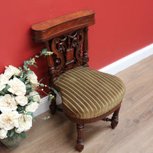 Load image into Gallery viewer, x SOLD Antique French Oak Carved Back Prayer hallway Chair, Kneeler,Church Prie Dieu B10693