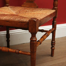 Load image into Gallery viewer, x SOLD Antique French Corner Chair Oak and Rush Seat Music Chair Bedroom Chair Armchair B10749