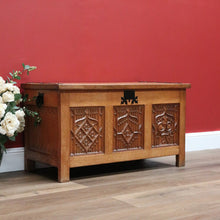 Load image into Gallery viewer, x SOLD Antique Vintage French Trunk, Church Theme Chest or Blanket Box, Toy Show Box B10631