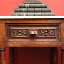 Load image into Gallery viewer, x SOLD Pair of French Bedside Tables, Antique French Oak and Marble Lamp Table Bedsides B10150