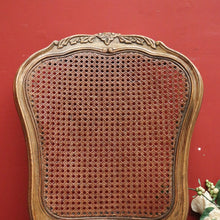 Load image into Gallery viewer, x SOLD Pair of Vintage French Oak and Cane Hall Chairs or Bedroom Chairs. Linen Fabric. B11267