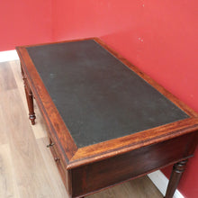 Load image into Gallery viewer, x SOLD Antique French Oak and Leather Office Desk, 4 Drawer Office Desk with Turned Leg B10722