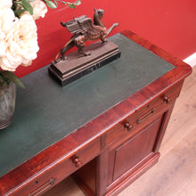 Load image into Gallery viewer, x SOLD Antique Australian Twin Pedestal Hall Table, Desk, Sofa Table with Leather Top B11154