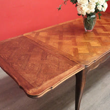Load image into Gallery viewer, x SOLD Antique French Oak 2 Leaf Extension Dining Table Parquetry Top Kitchen Table. B10335