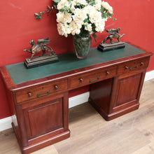 Load image into Gallery viewer, x SOLD Antique Australian Twin Pedestal Hall Table, Desk, Sofa Table with Leather Top B11154