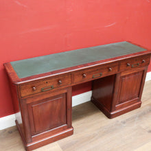 Load image into Gallery viewer, x SOLD Antique Australian Twin Pedestal Hall Table, Desk, Sofa Table with Leather Top B11154