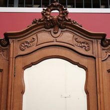 Load image into Gallery viewer, x SOLD Antique French Linen Press Armoire 3 Door Wardrobe, Bevelled Mirror Door 3 Keys B10302