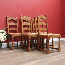 Load image into Gallery viewer, x SOLD Antique French Dining Chairs x 6, Set of Six Antique French Oak and Rush Chairs B10958