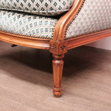 Load image into Gallery viewer, x SOLD Pair of French Wing Back Armchairs and Foot Stool, High Back Lounge Chairs Stool B10514