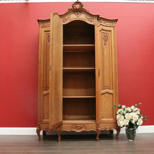 Load image into Gallery viewer, x SOLD Antique French Linen Press Armoire 3 Door Wardrobe, Bevelled Mirror Door 3 Keys B10302