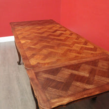 Load image into Gallery viewer, x SOLD Antique French Oak 2 Leaf Extension Dining Table Parquetry Top Kitchen Table. B10335