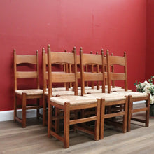Load image into Gallery viewer, x SOLD Ten Antique French Dining Chairs, Ladder Back Kitchen Chairs with Rush Seats B10944