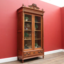 Load image into Gallery viewer, x SOLD Antique French Oak Bookcase, Bevelled Glass Door China Cabinet Display Cupboard B10865