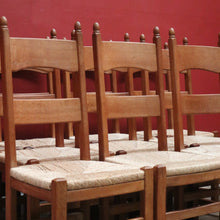 Load image into Gallery viewer, x SOLD Ten Antique French Dining Chairs, Ladder Back Kitchen Chairs with Rush Seats B10944