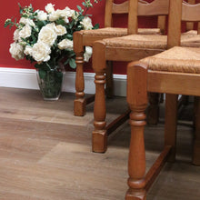 Load image into Gallery viewer, x SOLD Antique French Dining Chairs x 6, Set of Six Antique French Oak and Rush Chairs B10958