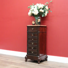 Load image into Gallery viewer, x SOLD Antique French Walnut and Marble Top Lamp Cabinet, Hall Cupboard, Bedside Table B10645