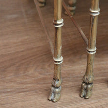 Load image into Gallery viewer, x SOLD Nesting Tables, Set of Three Vintage Italian Brass and Glass Faux Bamboo Tables B11236