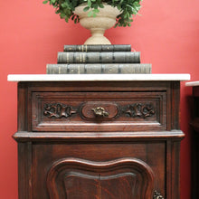 Load image into Gallery viewer, x SOLD Pair of Antique French Lamp Tables Bedside Cabinet with White Marble Top B10556