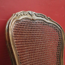 Load image into Gallery viewer, x SOLD Pair of Vintage French Oak and Cane Hall Chairs or Bedroom Chairs. Linen Fabric. B11267