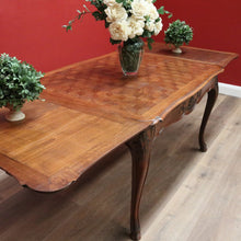 Load image into Gallery viewer, x SOLD Antique French Dining Table, Diamond Parquetry Kitchen Table, 2 Extension Leaves B10634